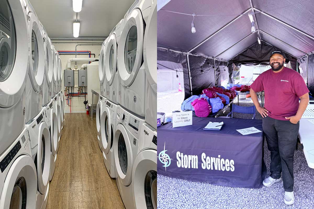 Laundry equipment and an attendant.