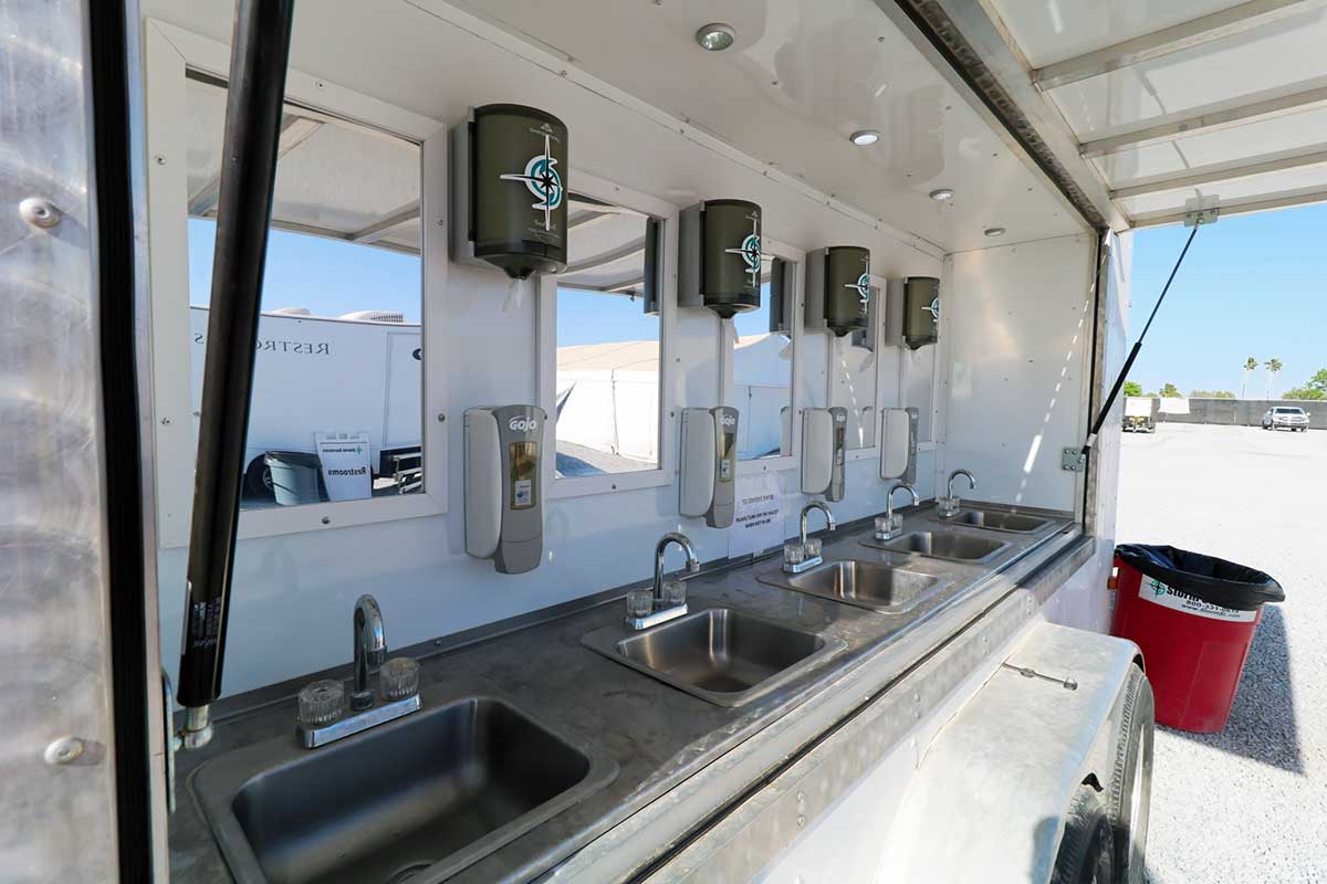 On-site handwashing and shaving station.
