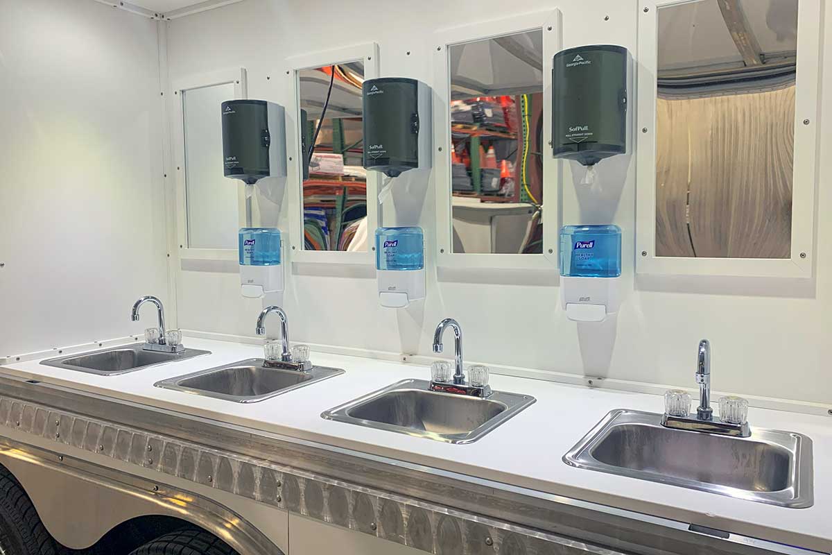 On-site handwashing and shaving station.