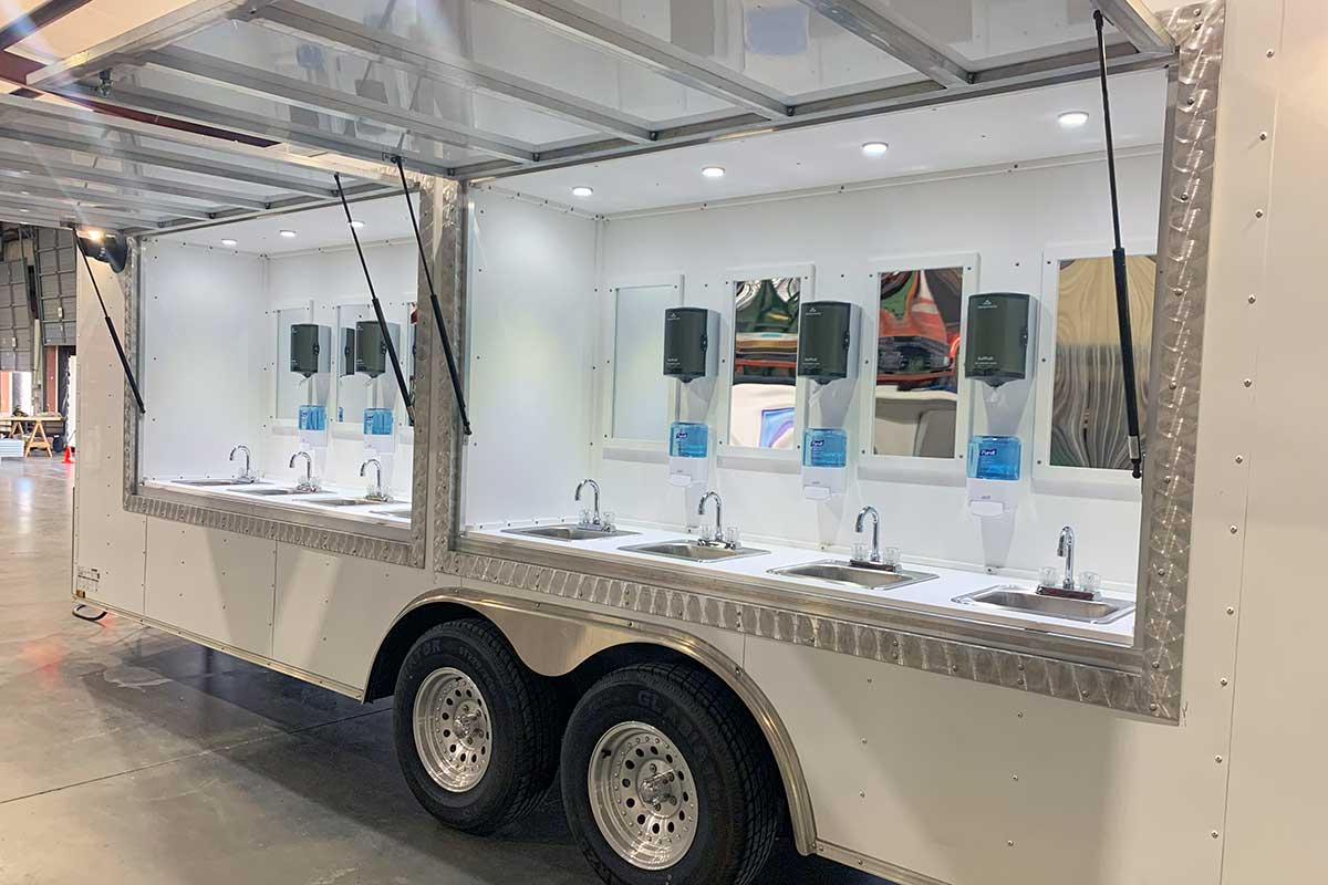 On-site handwashing and shaving station.