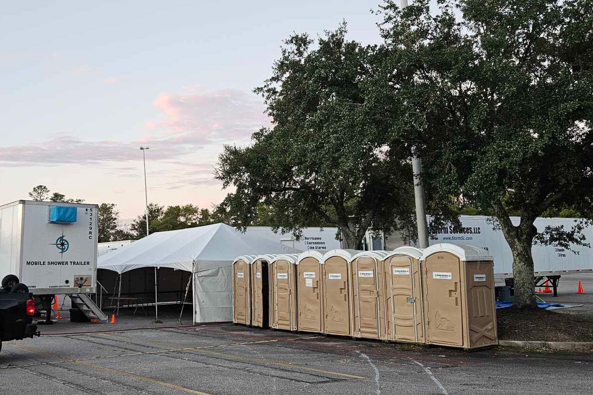 On-site handwashing and shaving station.
