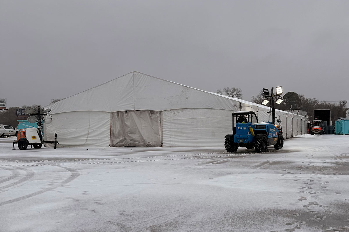 Sleep tent in the snow.