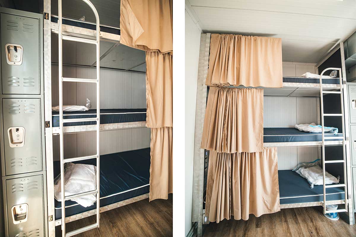 Interior image of a sleep trailer.