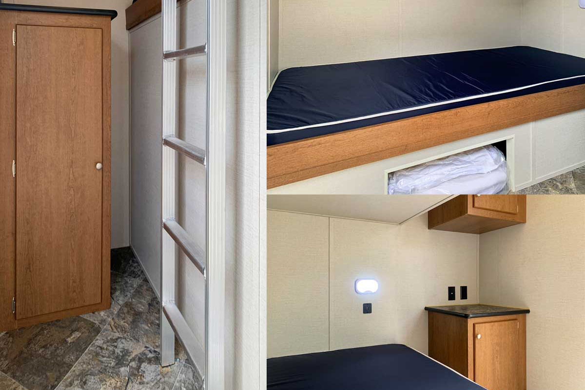 Interior image of a 14 bed sleep trailer.
